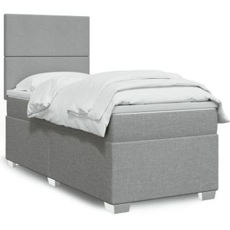 vidaXL Cama Box Spring Con Colch&oacute;n Tela Gris Claro 90x200 Cm Vidaxl