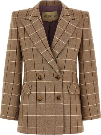 Valentino Garavani Jassen, Dames, Beige, M, Wol, Double-breasted Wool Blazer