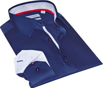 Levinas Contemporary Fit Solid Cotton Dress Shirt in Navy at Nordstrom Rack, Size Xxx-Large