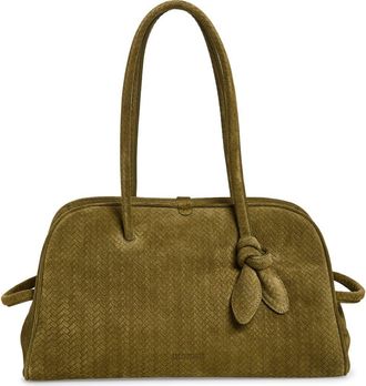 Jacquemus Le Turismo Embossed Suede Bowling Bag in 560 Khaki at Nordstrom