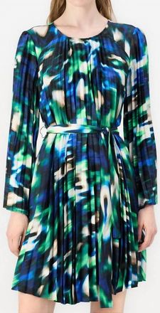 DKNY Pleated A Line Cocktail Dress In Blue