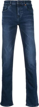 BOSS mid-wash logo-patch jeans - men - Cotton/Polyester/Recycled Cotton/Elastane - 40/32 - Blue