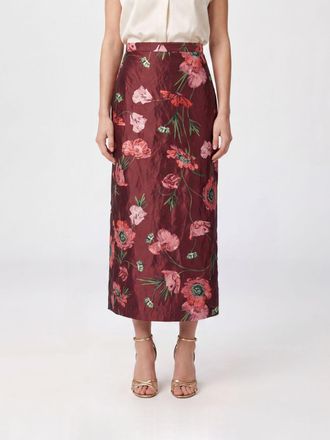 Erdem Floral Satin High-Waisted Midi Pencil Skirt