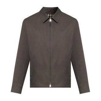 Burberry Light Jackets, male, Gray, Size: L Tropical Gabardine Bloomsbury Harrington Jacket