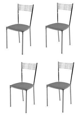 Tommychairs Tommychairs 4 Sillas Elegance Acero Cromado, Asiento Polipiel Gris Claro