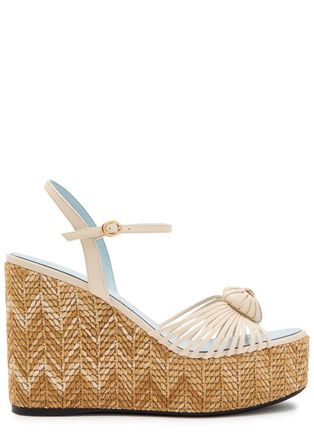 Valentino Garavani Coeur Royal 110 Leather Espadrille Wedge Sandals - Cream - 38 (IT38/ UK5)