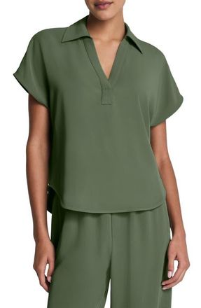 Spanx Oversize Short Sleeve Collared Shirt in Eucalyptus at Nordstrom, Size X-Large