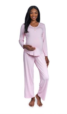 Everly Grey Laina During & After 2-Piece Maternity/Nursing Sleep Set in Blush at Nordstrom, Size X-Small