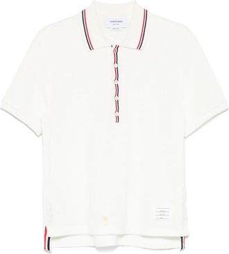 Thom Browne Polo Shirts, male, White, 2XL, Ribbed Jumper with Button Placket