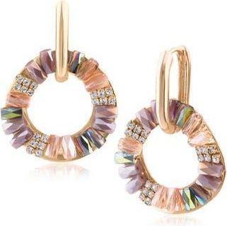 Jardin Baguette Crystal Frontal Hoop Earrings in Multi/Gold at Nordstrom Rack