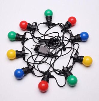 OEM Guirnalda De Luces Multicolor Ip65 De 5 M - Guirnalda De Luces El&eacute;ctricas Para Exteriores Con 10 Bombillas En Azul, Rojo, Amarillo Y Verde - Decoraci&oacute;