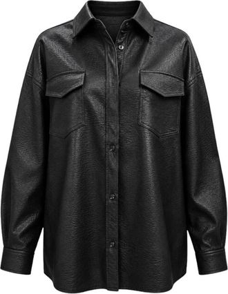 A Paper Kid Camicia Oversize Effetto Pelle - - Blouses & Shirts - Donna - Nero - S