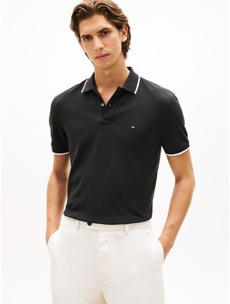 Tommy Hilfiger Mens Regular Fit Pique Tipped Polo - Black - XXL