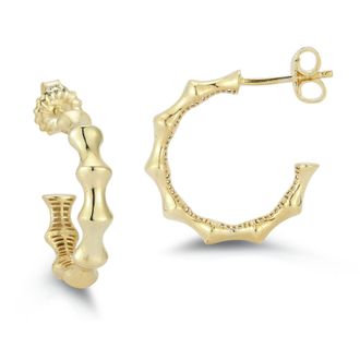 Glaze Jewelry Sterling Silver Polished Bamboo Hoops