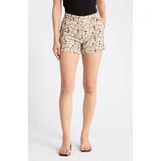 T Tahari Floral Embroidered Shorts in Tan /Black at Nordstrom Rack, Size 12