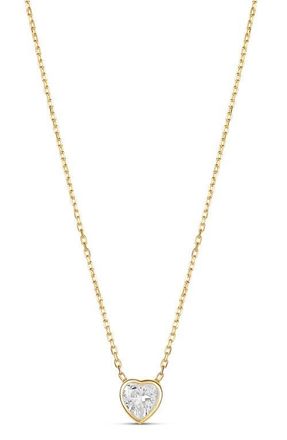 SHYMI Mini Heart Bezel Pendant Necklace in Gold/White/heart at Nordstrom, Size 16