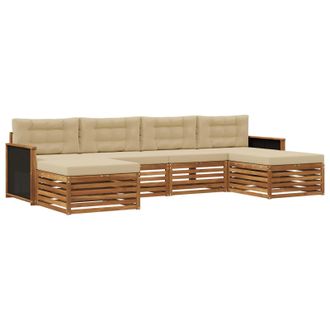vidaXL Juegos De Sof&aacute;s Con Coj&iacute;n 6 Pcs Madera De Acacia S&oacute;lida Vidaxl