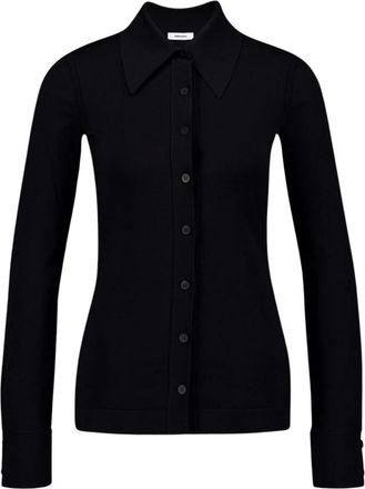 Ferragamo Zwarte Gebreide Vest met Knopen - Dames - Vesten - Zwart - M - Truien & Vesten