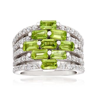 Ross-Simons Peridot and. White Topaz Multi-Row Ring in Sterling Silver