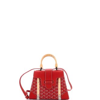 Goyard Saigon Top Handle Bag Coated Canvas with Leather PM