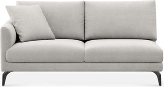 Castlery Lena Left Arm 2 Seater Sofa Customized, Performance Fleece, Medium Grey, Matte Black Legs, Spill Resistant, Removable Covers for Castlery