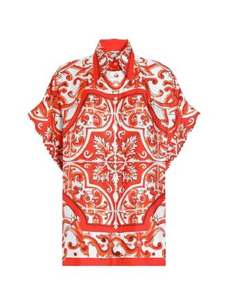 Dolce & Gabbana Seidenhemd mit Maiolica-Print