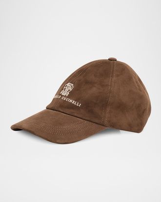 Brunello Cucinelli Men & apos;s Logo Suede Baseball Cap