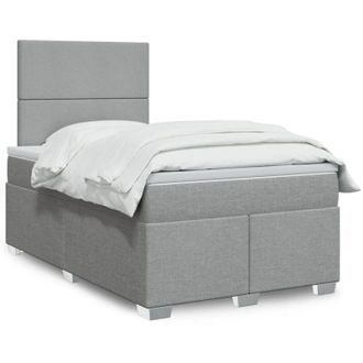 vidaXL Vidaxl - Cama Box Spring Con Colch&oacute;n Tela Gris Claro 120x190 Cm