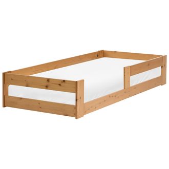 Beliani Cama De Suelo Infantil De Madera De Pino Con Somier De L&aacute;minas Marr&oacute;n 90 X 200 Cm Primelles