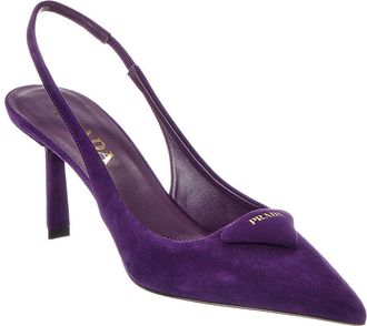Prada Suede Pointy-Toe Slingback Pump