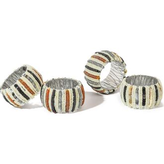 Tiramisu Tierra Striped Set of 4 Napkin Rings in Gold/Silver at Nordstrom Rack