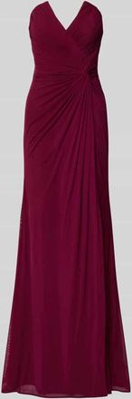 Mascara Regular Fit Abendkleid mit Gehschlitz in Bordeaux, Gr&ouml;&szlig;e 32