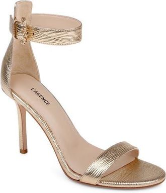 L'agence Gisele Ankle Strap Sandal in Gold Lizard at Nordstrom, Size 10