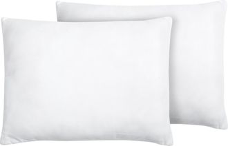 Beliani Conjunto De 2 Almohadas De Poli&eacute;ster Blanco 50 X 60 Cm Perfil Bajo Microfibra Relleno Suave Errigal