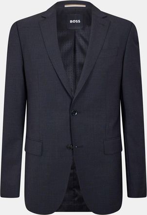 HUGO BOSS Mens Solid Patterned Single Button Notch Collared Blazer in Dark Grey - Size X-Large