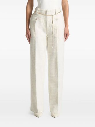 Manière De Voir Nathalie belted tweed trousers - women - Polyester - 16 - Neutrals