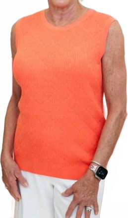 Multiples Scoop Neck Sweater Tank In Coral