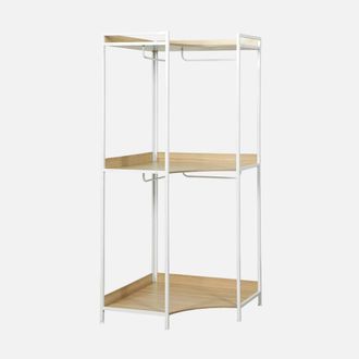 Sweeek Corner Wardrobe Module With 4 Wardrobes & 2 Shelves in White