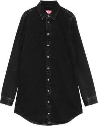 Diesel Denim Shirt Mini Jurk - Dames - Shirt Kleedjes - Zwart - XS - Denim - Kleedjes