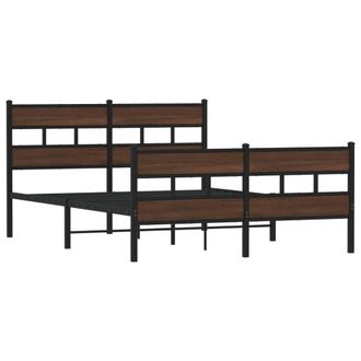Berkfield Home Elegant Bed Frame without Mattress with Headboard & Footboard 1 in Brown