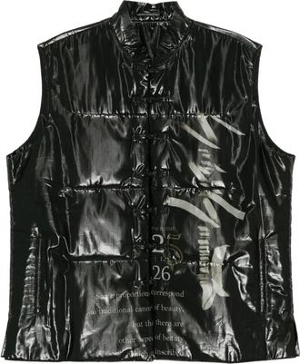 Yohji Yamamoto Piumino smanicato con stampa grafica - Nero