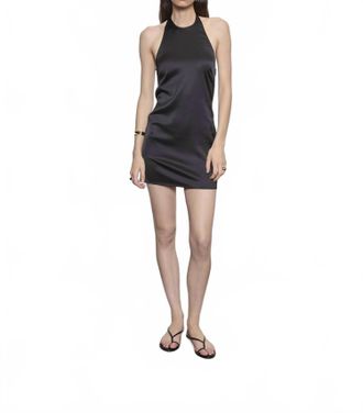 Enza Costa Lustre Mini Halter Dress In Black