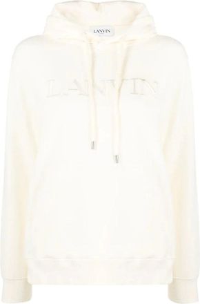 Lanvin Hoodies, female, White, Size: L Embroidered Regular Fit Hoodie