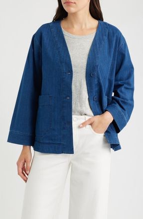 Seasalt Cornwall Penwerris Denim Chore Jacket in Mid Indigo at Nordstrom, Size 10
