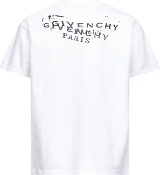 Givenchy Mens White Stamp Print T-Shirt Cotton T-Shirts And Polos