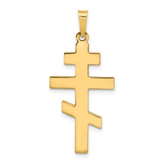 Diamond2Deal 14k Yellow Gold Eastern Orthodox Cross Charm