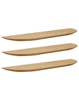 Deco Wood Pack 3 estanter&iacute;as redondeadas de madera flotantes medio 140x3,2cm