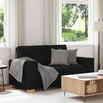 vidaXL Sof&aacute; De 2 Plazas De Tela Negra, 120 Cm Vidaxl
