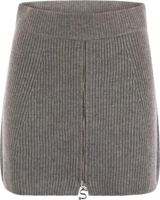 Sportmax Minirok - Dames - Korte rokken - Grijs - L - Wol - Rokken