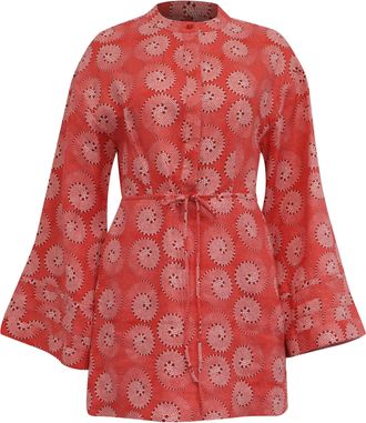 Staud Staud Karlee Printed Mini Dress in Orange Cotton